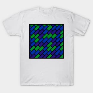 Purple Blue Green Geometric Abstract Acrylic Painting T-Shirt